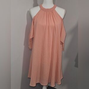 Entro Flowy Peach Halter Neck Summer Midi Dress Womens Size Medium